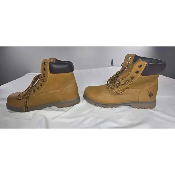 U.S. Polo Assn. Men’s Owen High Boots Size 10M Tan Wheat Lace-Up - Picture 5 of 8